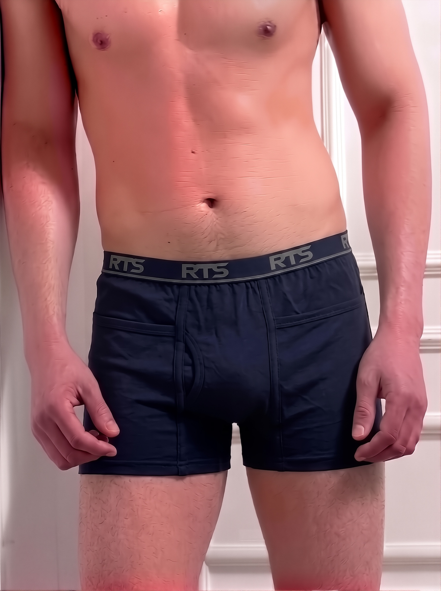 Men’s Boxer Briefs with Pocket – Soft Stretch Comfortable Underwear- Navy Blue