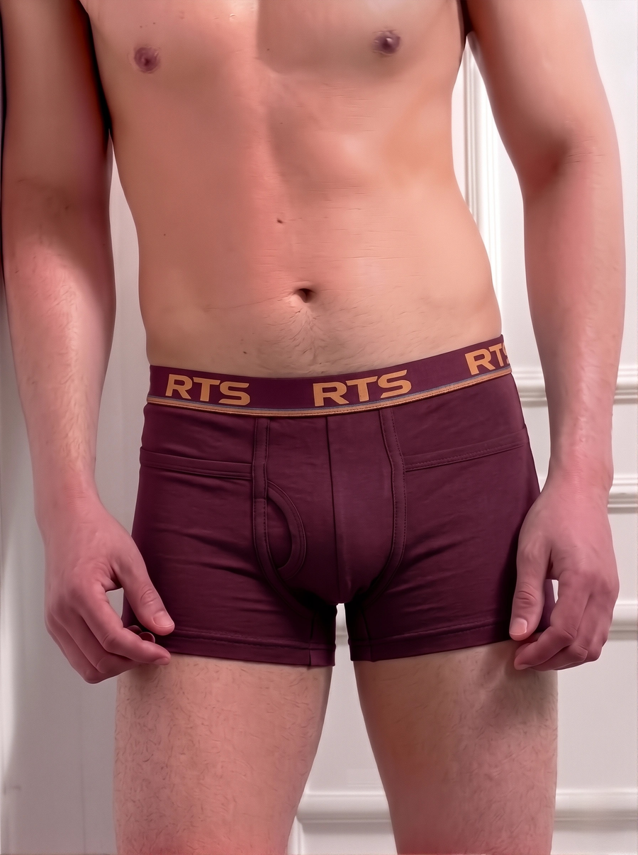 Men’s Brown Boxer Briefs with Pocket – Soft Stretch Comfortable Underwear