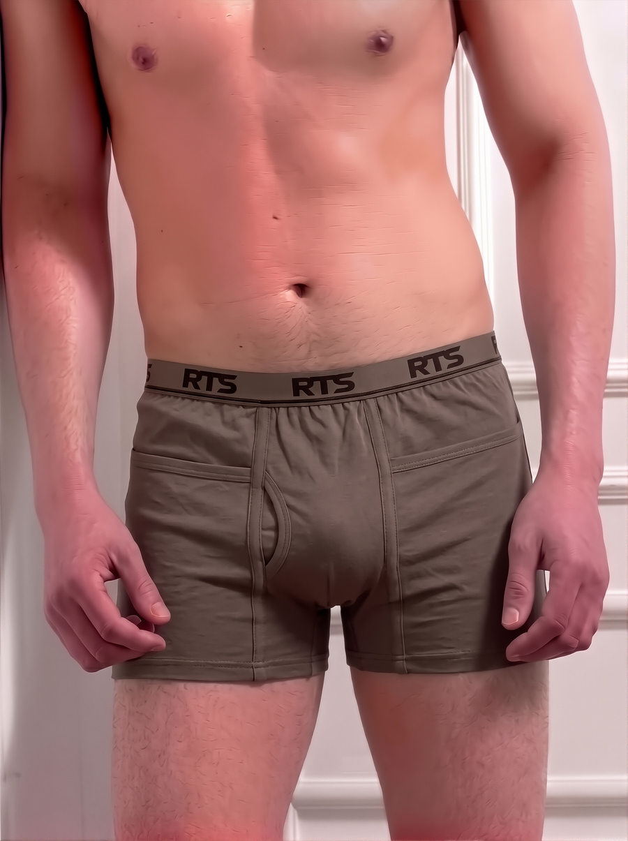 Men’s Boxer Briefs with Pocket – Soft Stretch Comfortable Underwear-Grey
