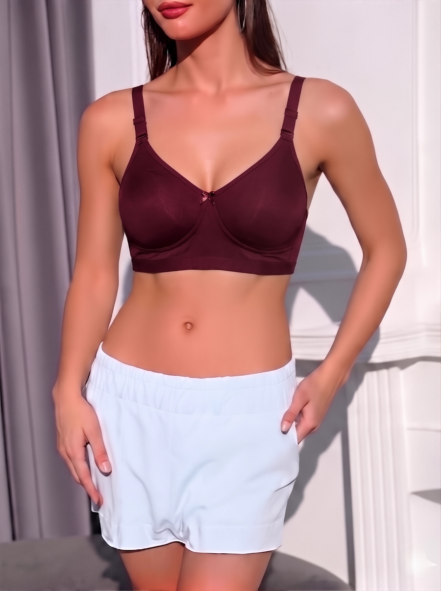 Sona Semi Padded Bra for Women – Skin Beige Comfort Support Bra-Maroon