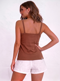 Women’s Cotton Folding Slip – Soft, Stretchable Camisole for Everyday Comfort-Brown 2
