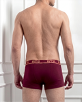 Men’s Fine Rib Trunk Underwear with Pocket | Soft Stretch Boxer Trunks-Deep Maroon 2