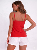 Women’s Cotton Folding Slip – Soft, Stretchable Camisole for Everyday Comfort-Red 2