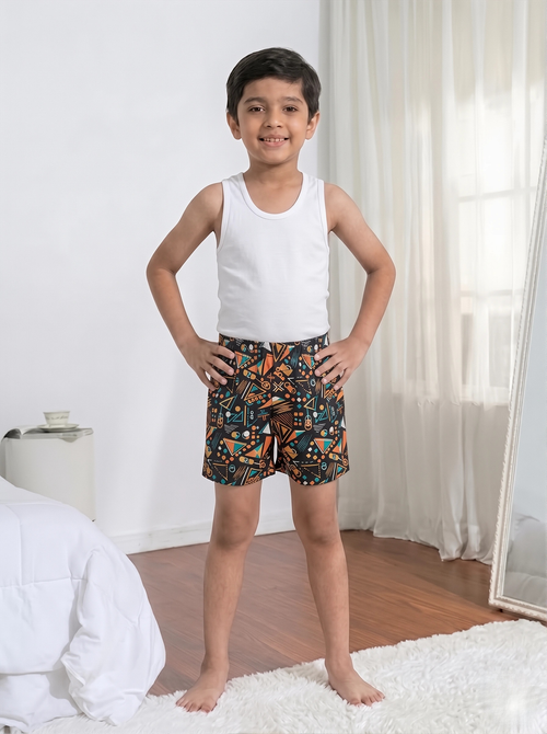 Boys Holy Print Cotton Boxer Shorts – Soft, Breathable & Comfortable Kids-Charcoal Black