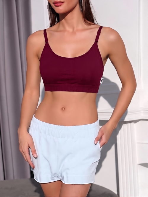Crazy Womens Sports Bra –Adjustable Comfort Fit Bra-Dark Maroon