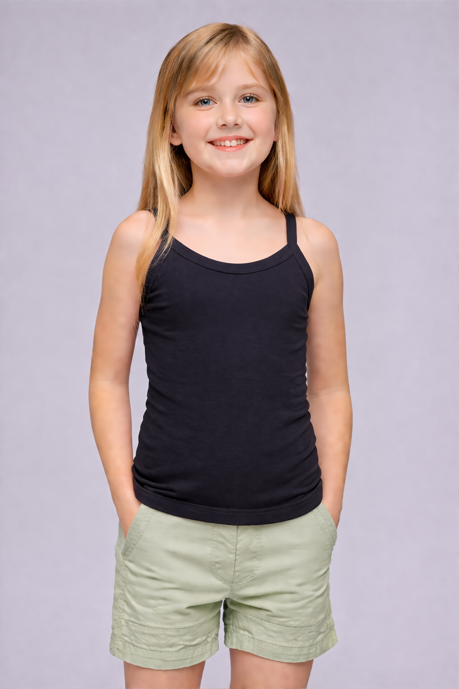 Kids Folding Slips for Girls – Soft Cotton Camisole Slip-Black