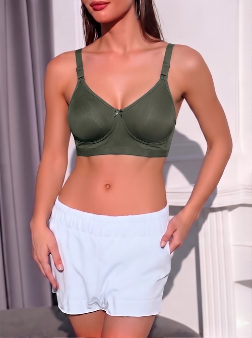 Sona Semi Padded Bra for Women – Skin Beige Comfort Support Bra-Green