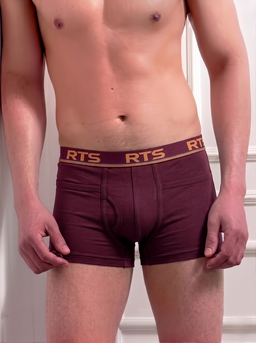 Men’s Brown Boxer Briefs with Pocket – Soft Stretch Comfortable Underwear