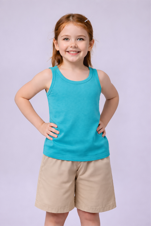 Kids Cotton Vest Slip Set – Soft & Comfortable Sleeveless Innerwear for Kids-Sky Blue