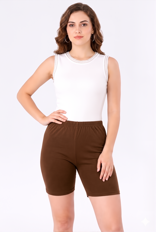 Women's Yoga Shorts – Soft Stretch Cycling Shorts for Yoga & Workouts-Chocolate Brown