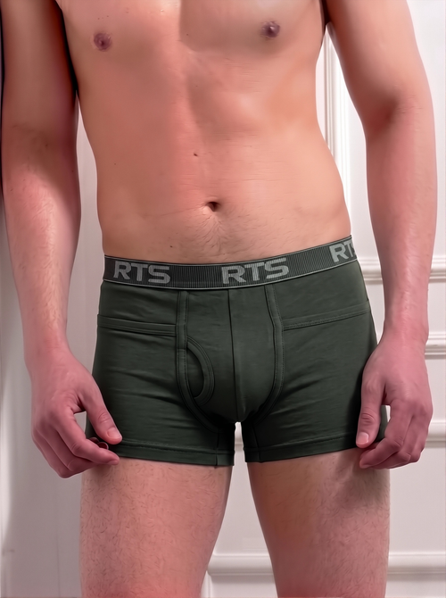 Men’s Boxer Briefs with Pocket – Soft Stretch Comfortable Underwear-Green