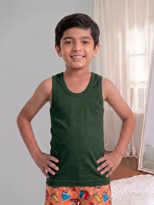 Kids Color RN Vest – Soft Cotton Innerwear Vest - Green