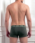 Men’s Fine Rib Trunk Underwear with Pocket | Soft Stretch Boxer Trunks-Green 2