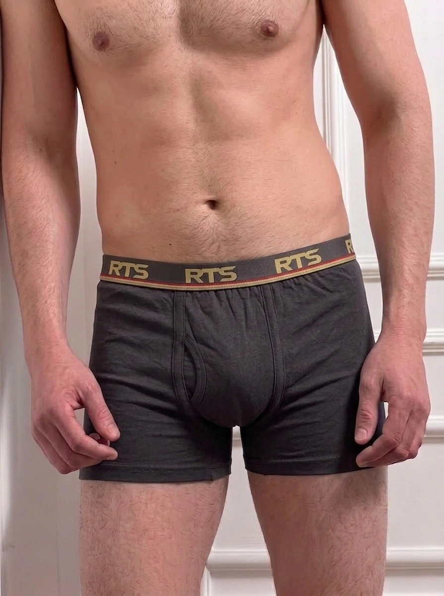 Men’s Fine Rib Trunk Underwear without Pocket | Soft Stretch Boxer Trunks- Charcoal Grey