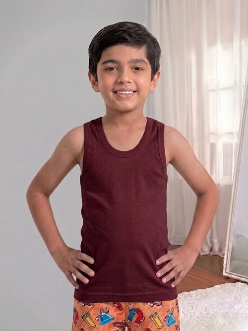 Kids Color RN Vest – Soft Cotton Innerwear Vest - Maroon