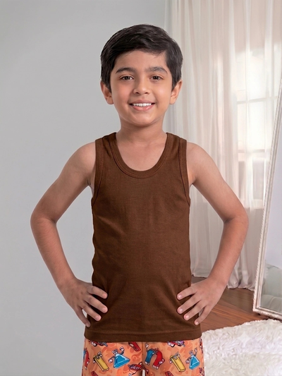 Kids Color RN Vest – Soft Cotton Innerwear Vest - Brown