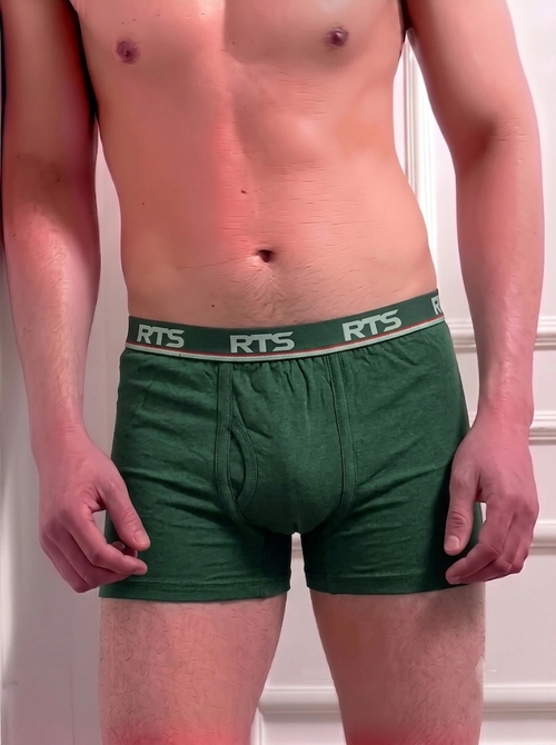 Men’s Fine Rib Trunk Underwear without Pocket | Soft Stretch Boxer Trunks- Forest Green