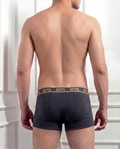 Men’s Fine Rib Trunk Underwear with Pocket | Soft Stretch Boxer Trunks-Charcoal Grey 2