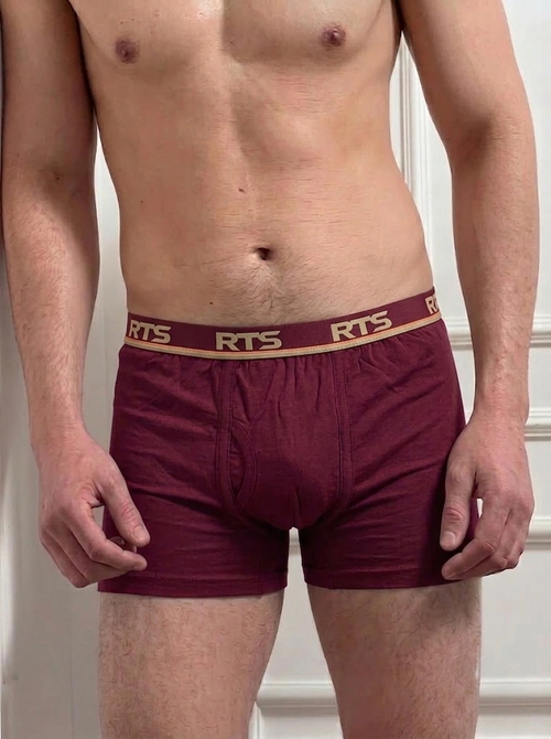 Men’s Fine Rib Trunk Underwear without Pocket | Soft Stretch Boxer Trunks- Wine