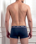 Men’s Fine Rib Trunk Underwear with Pocket | Soft Stretch Boxer Trunks-Blue 2