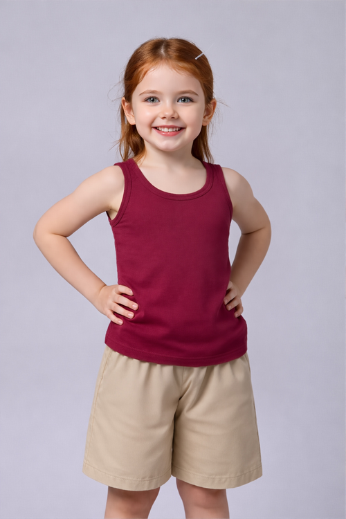 Kids Cotton Vest Slip Set – Soft & Comfortable Sleeveless Innerwear for Kids-Maroon