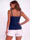 Women’s Cotton Folding Slip – Soft, Stretchable Camisole for Everyday Comfort-Navy Blue 2