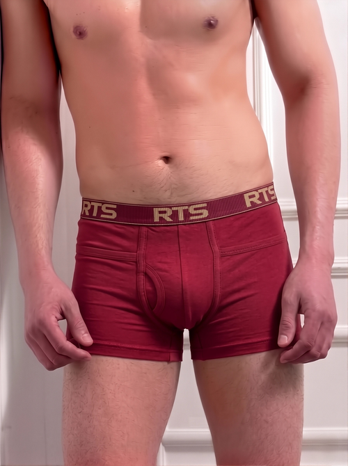 Men’s Boxer Briefs with Pocket – Soft Stretch Comfortable Underwear-Red